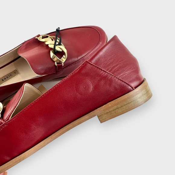 NWT Zara Gold Chain Leather Moccasin - Picture 9 of 12